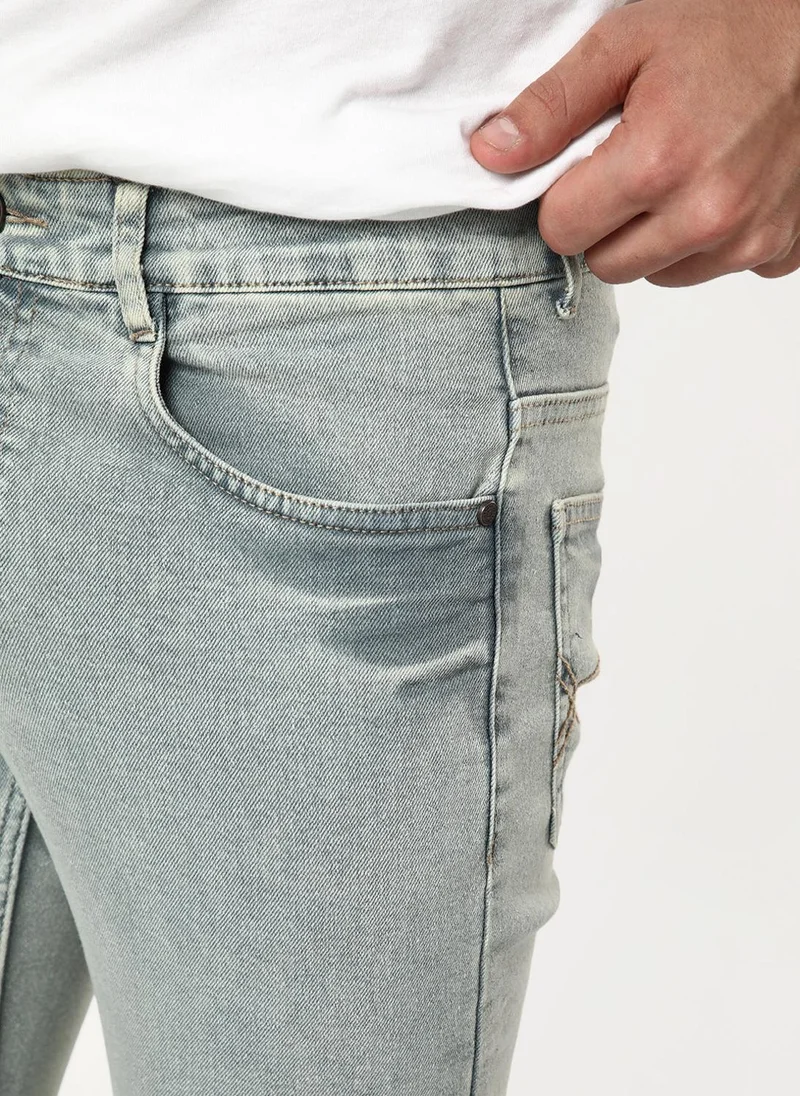 Urbano Fashion  Urbano Fashion Men's Ice Grey Bootcut Fit Mid Rise Acid Wash Jeans Stretchable for Men | Best Price UAE